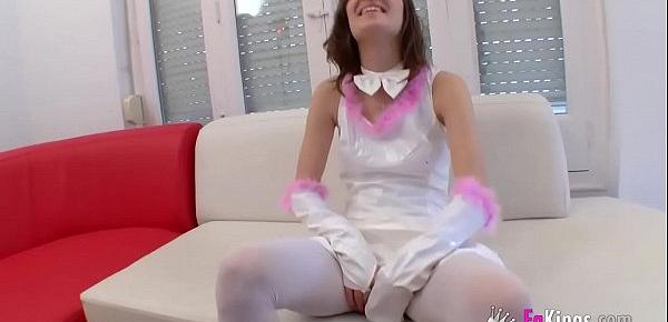  Young small titted schoolgirl Ainara can&039;t stop fucking delivery guys!!